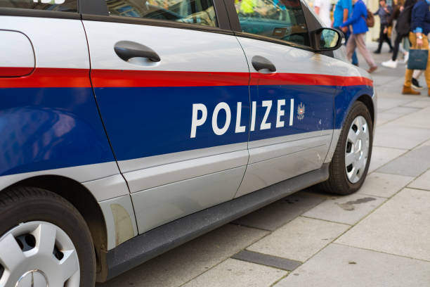 Logo on the New Austrian Federal police car. stock photo