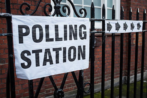 London Polling Station London polling station sign. polling place stock pictures, royalty-free photos & images