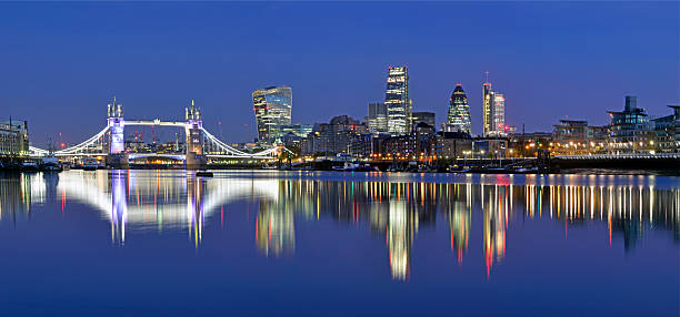 london skyline panoramic view. - south bank london stockfoto's en -beelden