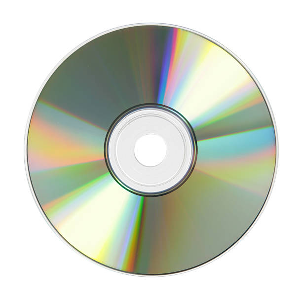 Lone compact disc on white background stock photo