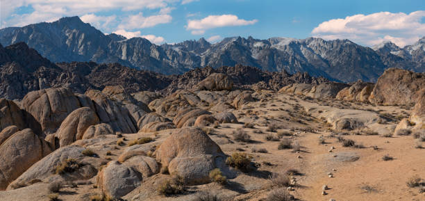 Lone Pine California Alabama Hills at the base of Mount Whitney. extreme terrain stock pictures, royalty-free photos & images