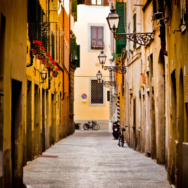 Lonely street in Florence, Italy stock photo