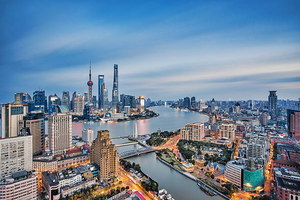 Long exposure of Shanghai，China stock photo