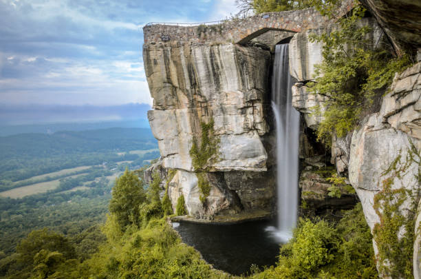 Long exposure waterfall picture of lookout mountain between Georgia and Tennessee stock photo