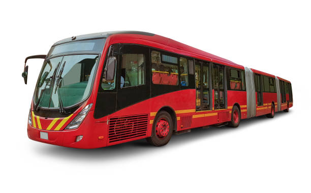 長い赤いオムニバス - 連節バス 写真 ストックフォトと画像