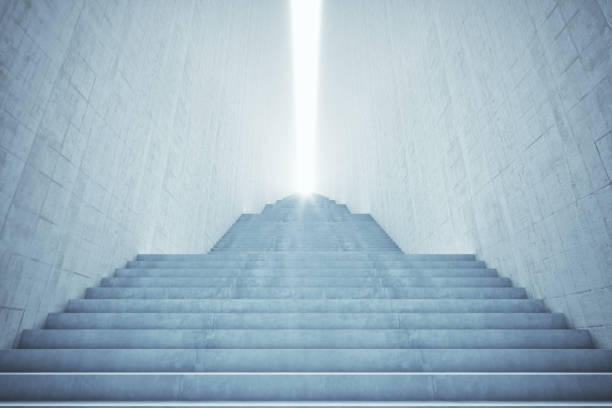 Long stairway to the light. 3d rendered image.