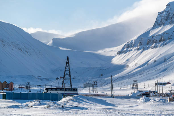 Longyearbyen, Spitsbergen, Svalbard in winter stock photo