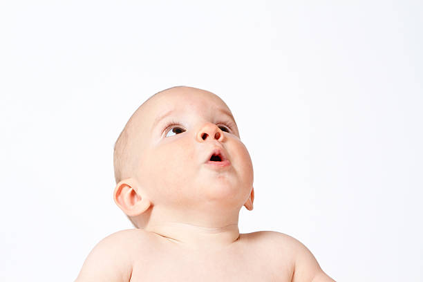 looking up baby stock photo