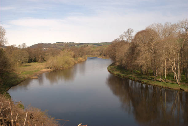 looking westwards up river Tweed at Melrose at Easter  easter sunday stock pictures, royalty-free photos & images