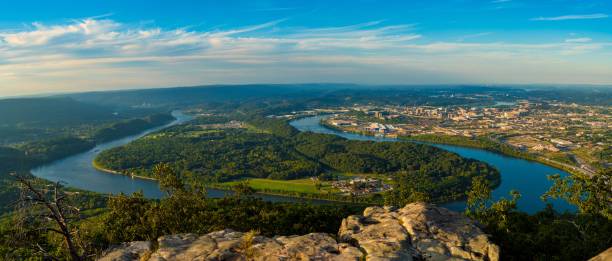 Lookout Mountain panorama Panorama of Chattanooga and the Tennessee River from high up on Lookout Mountain chattanooga stock pictures, royalty-free photos & images