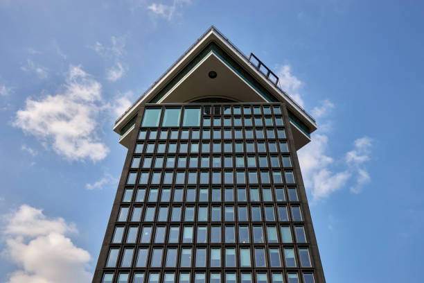 Lookout tower in Amsterdam Low angle view of the lookout tower in Amsterdam Noord, The Netherlands amsterdam noord stock pictures, royalty-free photos & images