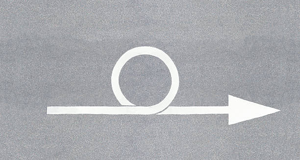 Loop iteration, sprint illustrated as street arrow stock photo