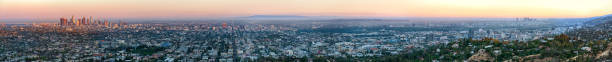 Los Angeles city skyline from Griffith Observatory stock photo