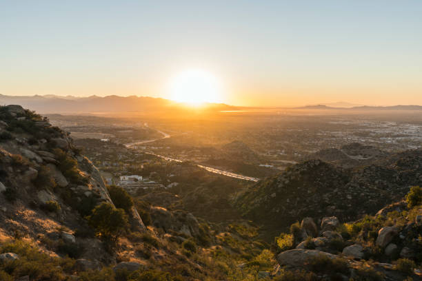 Los Angeles Sunrise View of San Fernando Valley stock photo