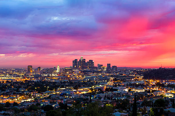Los Angeles Under a Dramatic Sunset stock photo