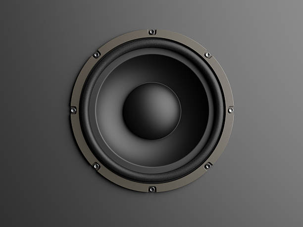 Loudspeaker on grey background stock photo