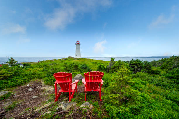 Louisbourg Lighthouse, Nova Scotia, Canada stock photo