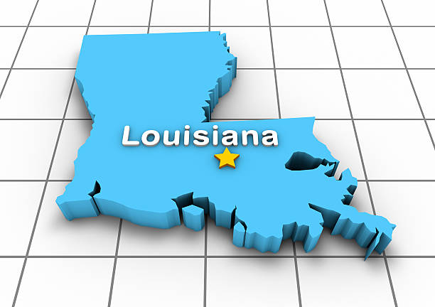 Louisiana 3D State Map stock photo