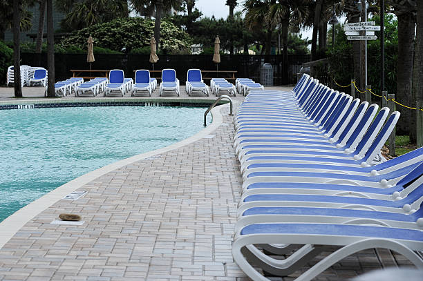 Lounge Chairs at Pool stock photo