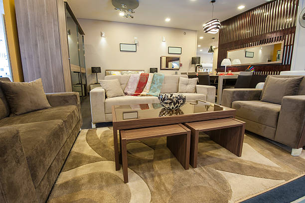 Lounge furniture in show room stock photo