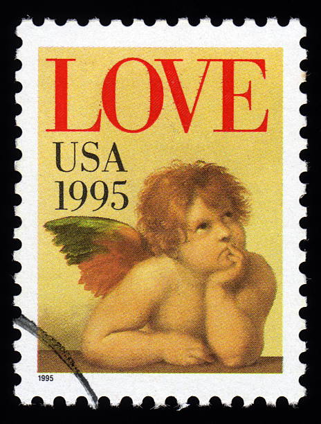 francobollo usa amore - cherubini foto e immagini stock