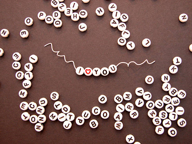 i love you beads on wire - beads stockfoto's en -beelden