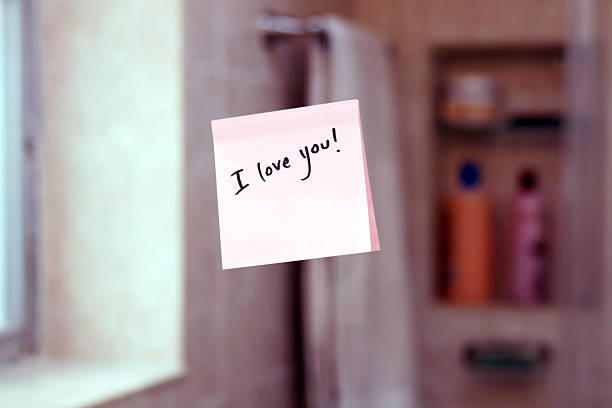I Love you post it note stock photo
