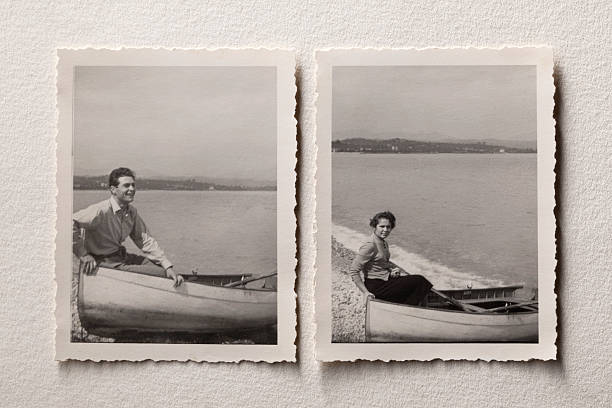 Lovers of the sea Couple of photos of the 50s.  nautical vessel photos stock pictures, royalty-free photos & images