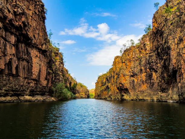 Low angle view of the Katherine Gorge, Northern Territory, Australia stock photo