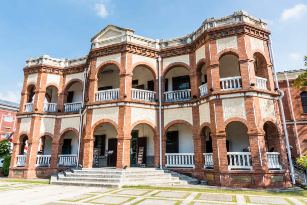 Low angle view of the Old Tainan Magistrate Residence in Taiwan. stock photo