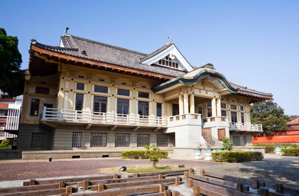 Low angle view of the Tainan Wude Hall in Taiwan. stock photo