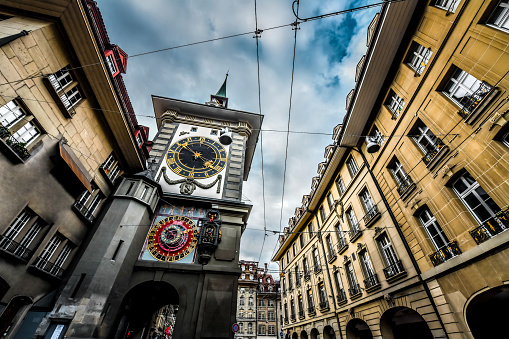 Low Angle View Of Zytglogge Clocktower In Bern, Switzerland