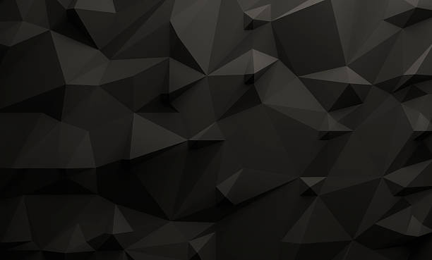 Low poly black background Low poly illustrated black background. 3d rendering. two dimensional shape stock pictures, royalty-free photos & images