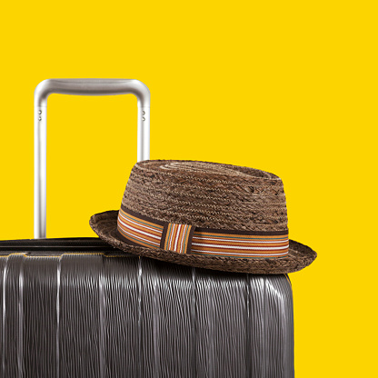 Piece of luggage with a Porkpie hat.