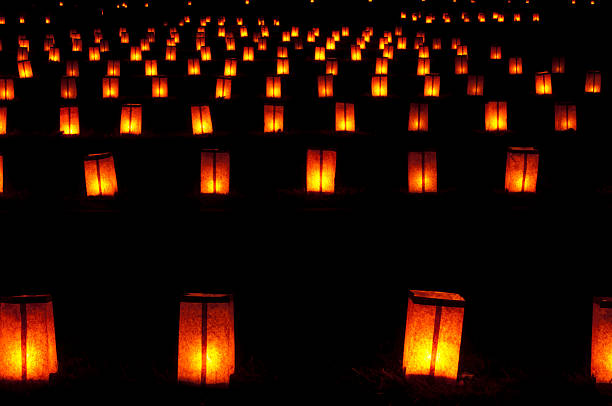 Luminaries at Gettysburg National Cemetery stock photo