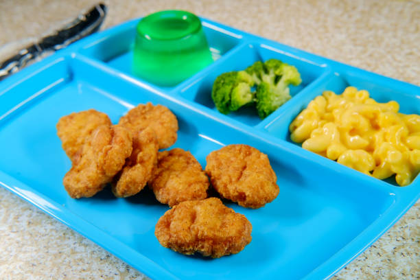 Lunch Tray Chicken Nuggets stock photo