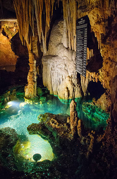 luray-höhlen - tropfsteinhöhle stalagmiten stock-fotos und bilder
