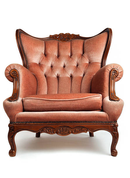 Luxurious, brown, armchair on white background Red Armchair armchair stock pictures, royalty-free photos & images