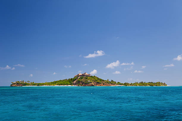 luxurious Necker Island, British Virgin Islands taken from a boat stock photo