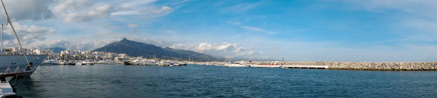 Luxury boat moored in Puerto Banus, Costa del Sol, Spain stock photo