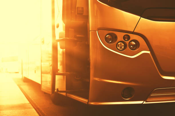 Luxury bus in golden colorful stock photo