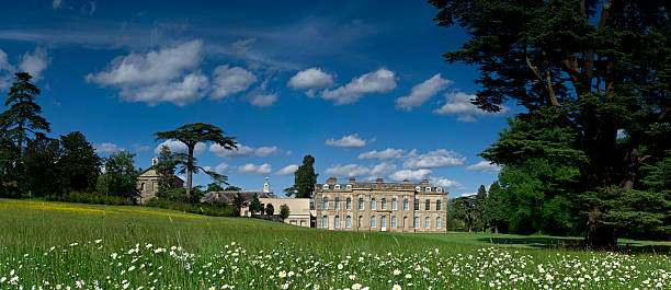 Luxury country home, England, panorama. stock photo