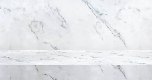 3d 豪華な大理石のテーブルスタジオの背景は、コンテンツデザインの表示のためのコピースペースで製品の表示のためのテクスチャ。ウェブサイト上で商品を宣伝するためのバナー。3d レン� - 大理石 ストックフォトと画像