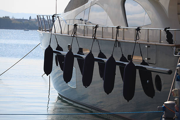 luxury motor yacht stock photo