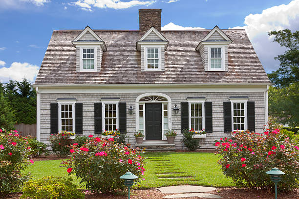 Luxury New England House, Hyannis, Cape Cod, Massachusetts, USA. stock photo