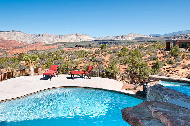 Luxury Pool in the Utah Desert stock photo