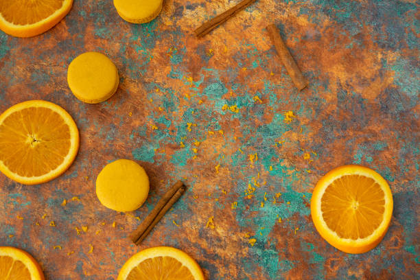 Macarons with Oranges and Cinnamon stock photo