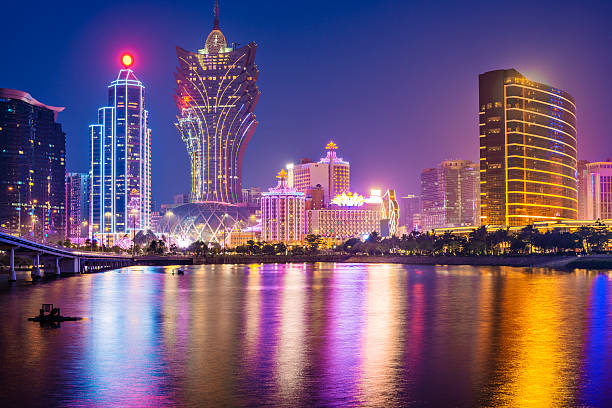 Macau, China Macau, China skyline at the high rise casino resorts. macao stock pictures, royalty-free photos & images