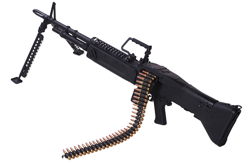 Amminition テープと M60 機関銃 - ストックフォト・写真素材...
