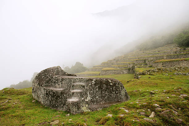 Machu Picchu Ceremonial Rock stock photo